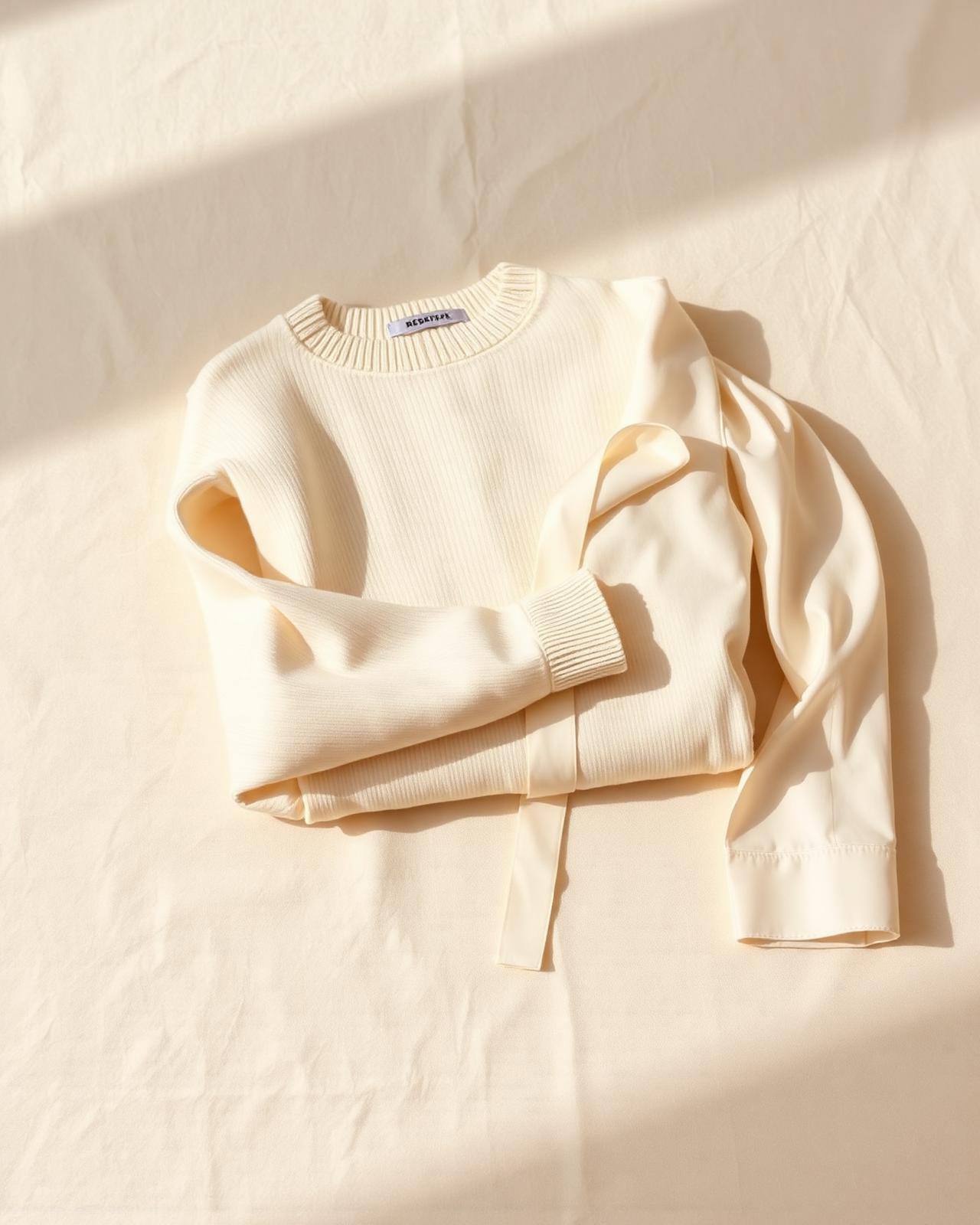 Cream cashmere and ivory silk in daylight